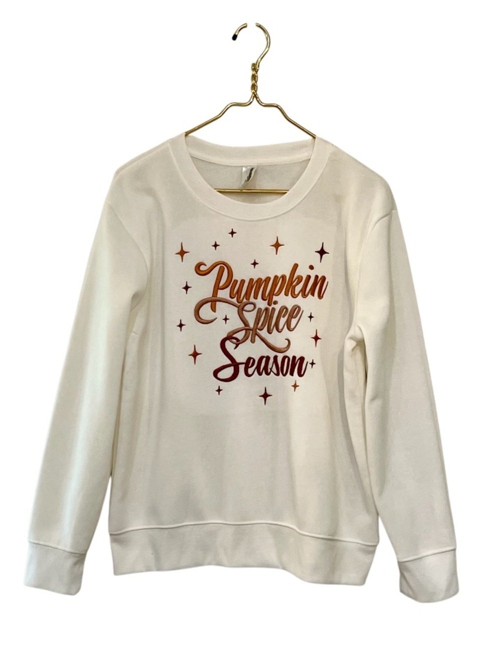 Pumpkin Spice Season Embroidered Graphic Sweatshirt Fall Crewneck XL